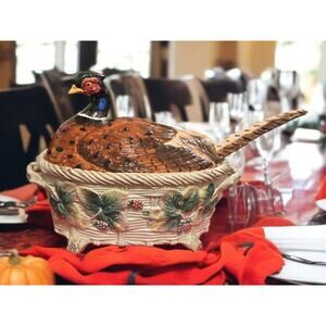 Fitz and Floyd Pheasant Collection Tureen Lid Ladle GORGEOUS EUC Vintage